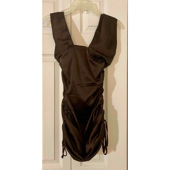 Princess Polly Dresses & Skirts - NWT Princess Polly Brown Satin Ruched Bodycon Mini Dress Women S 4